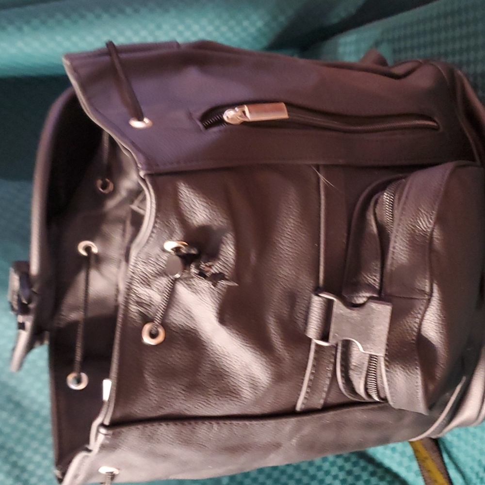 NAVY BLUE unusual color  Genuine leather backpack 13" by 11" NEW